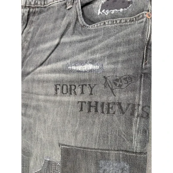 Polo Ralph Lauren “The Varick Slim” Men’s 42x32 Patchwork Graphic Jeans NWT - Picture 5 of 15